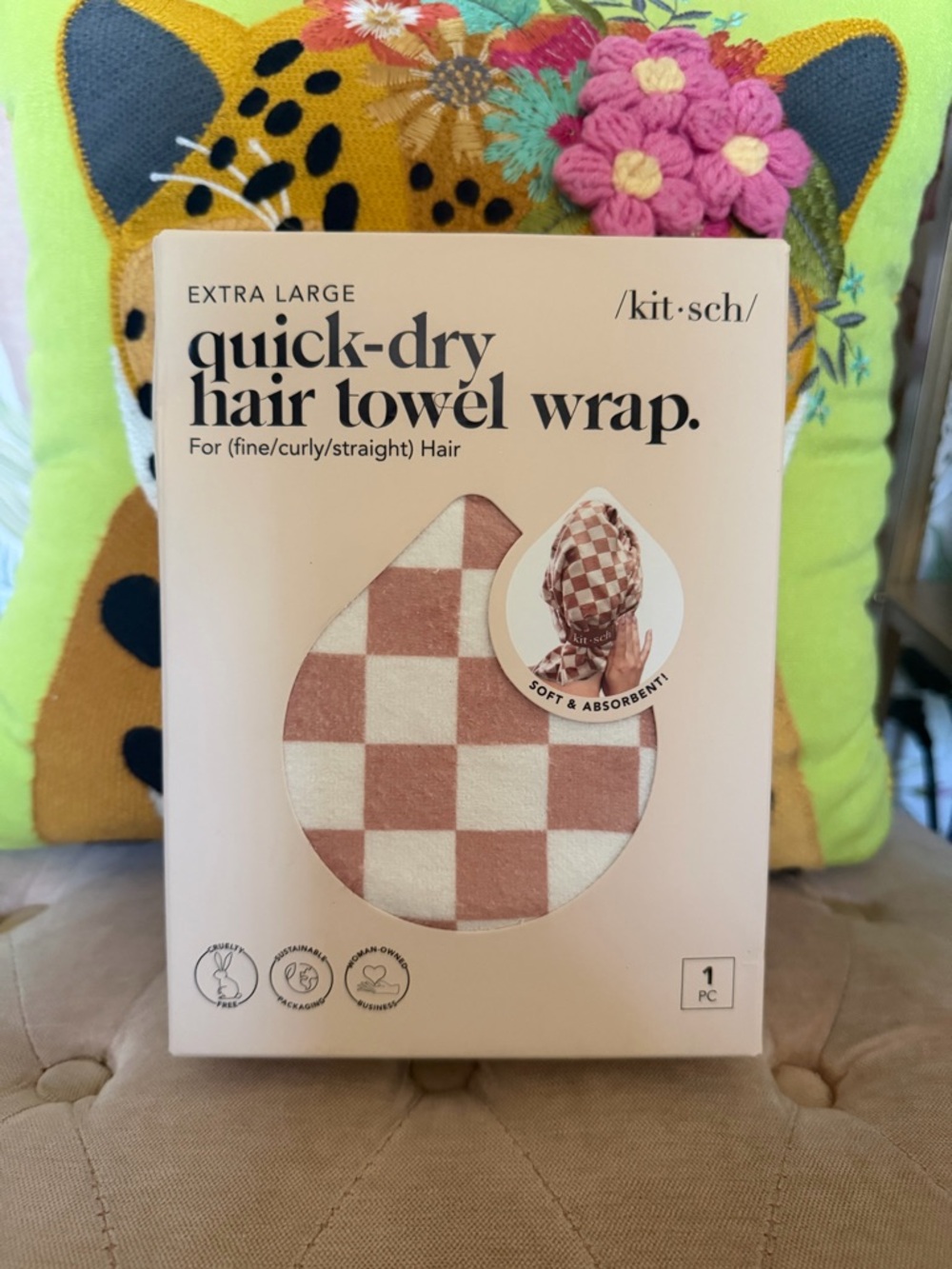 Kitsch Pink & Cream Floral Accent Hair Towel Box